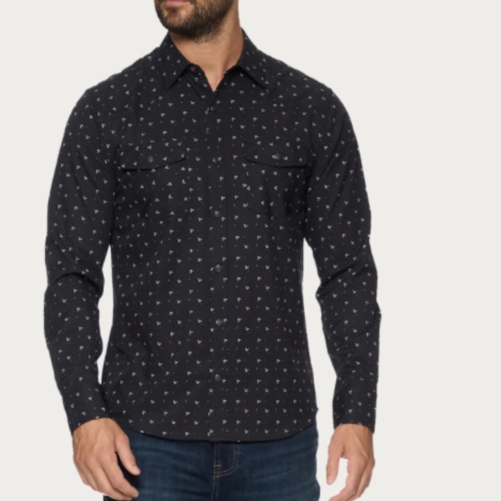 NEW! Flag & Anthem size XL, Men's Black Patterned Shirt